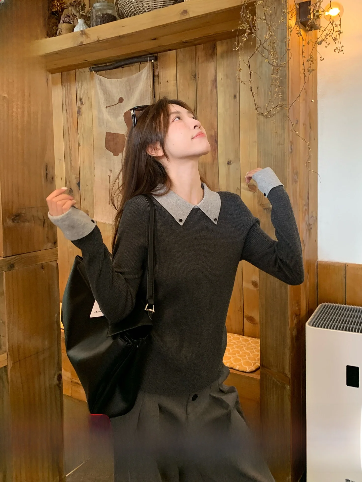 

Morning Bloom Women's Long Sve Knitted Ne Top Korean Sle Slim Fit Base Layer Autumn Winter Faion Inner Wear