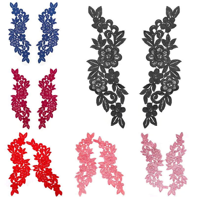 1 Pair Lace Fabric Applique Flower Wedding Fabric for Costume Dress Decor Patch Sewing Applique Crafts DIY Clothing Accessories