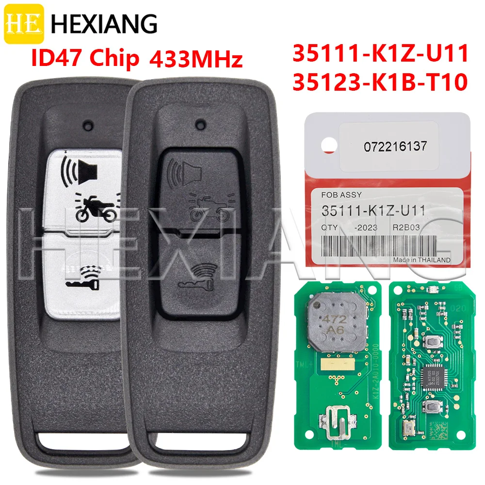 

HE 35111-K1Z-U11 35123-K1B-T10 ID47 Chip 433MHz Motorcycle Remote Control Key For Honda PCX160 Forza NSS350 Airblade 2021-2023