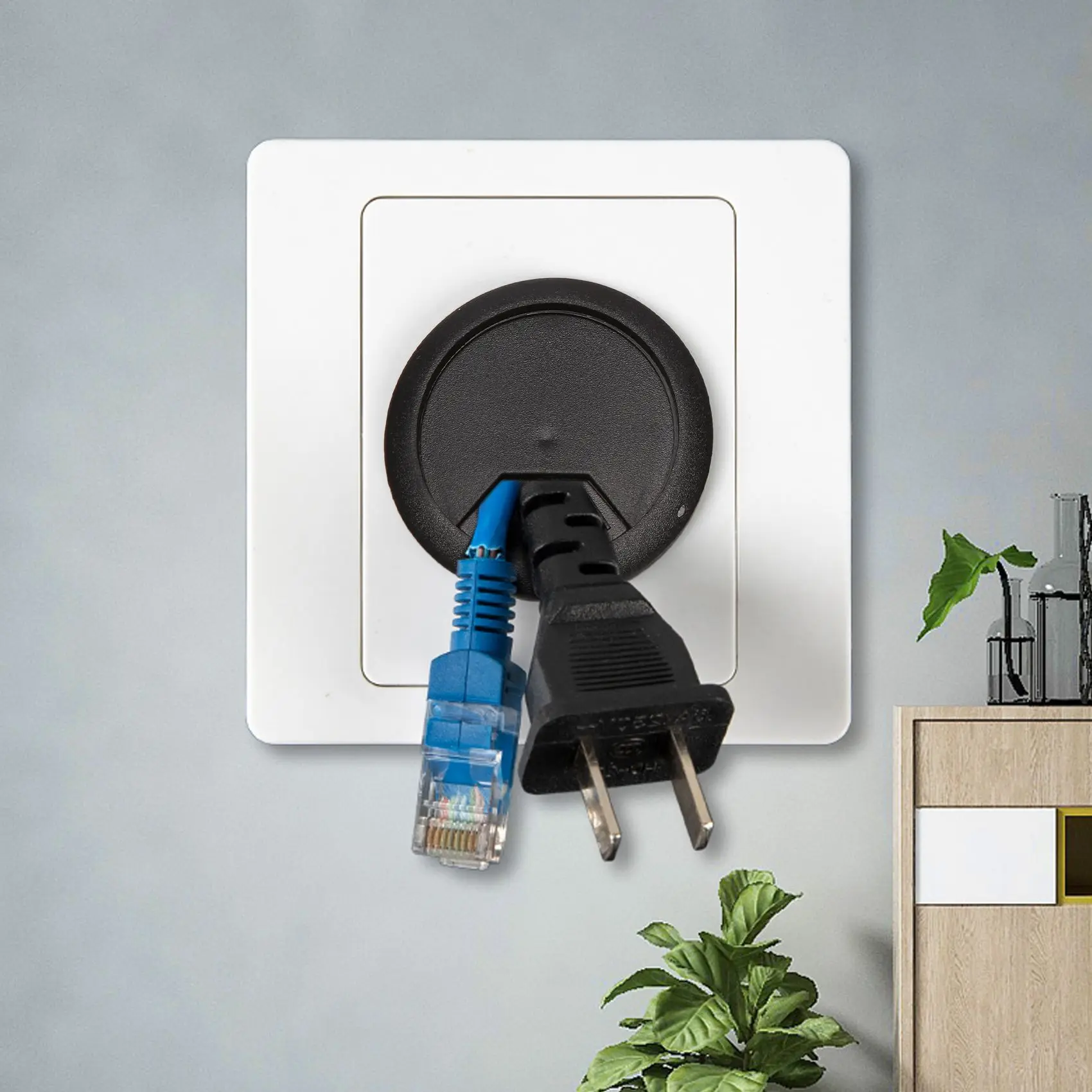 Black Desk Cable Grommets, Cabo De Fio, Tampa Do Furo, 50mm De Diâmetro, 2 Pcs