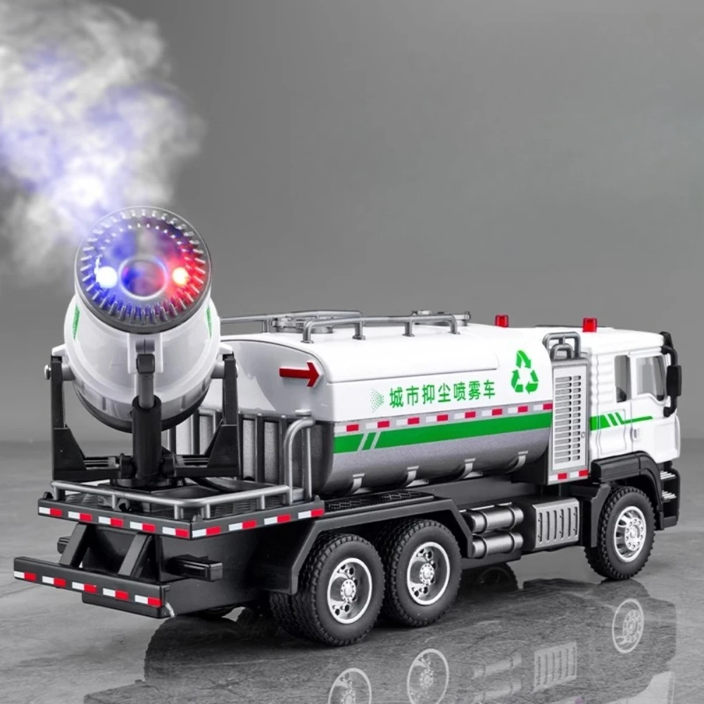 1:50 supressão de poeira saneamento caminhão de lixo modelo carro de brinquedo puxar para trás luz som engenharia veículos modelos crianças presentes