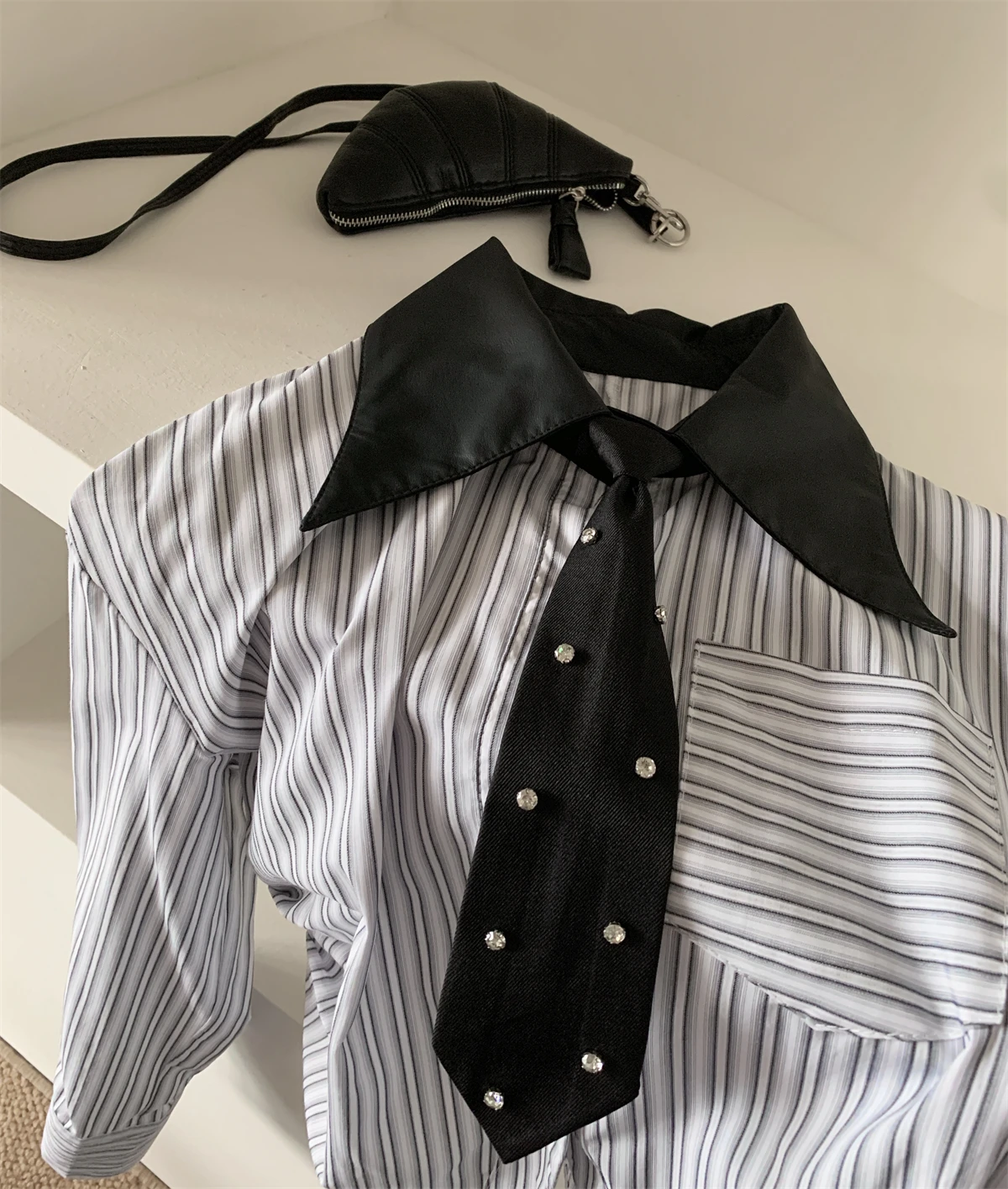 Set di gonne da donna Camicia a maniche lunghe vintage con minigonne a trapezio Abito estetico vintage Y2k a due pezzi Abiti eleganti anni 2000