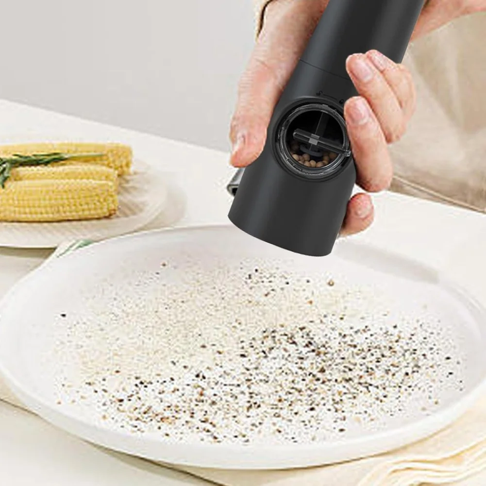 Adjustable Electric Grinder for Salt Pepper and Spices with Clear View Container for Home Kitchen Use Requires AA Batteries Not