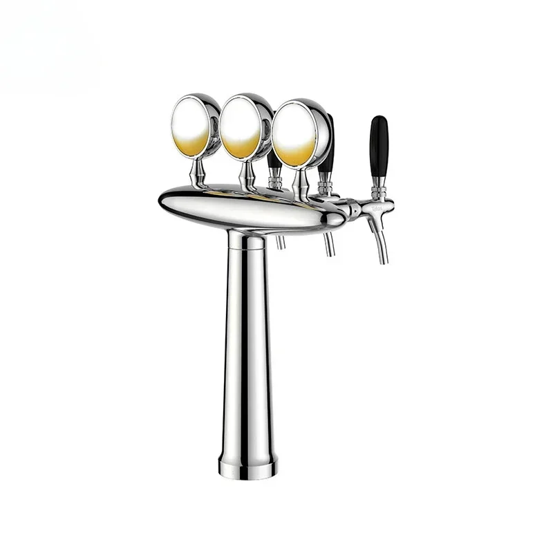 Food Grade Silver Wine Tube 3 Way Restaurant Equipment Beer Tower With Led Lights