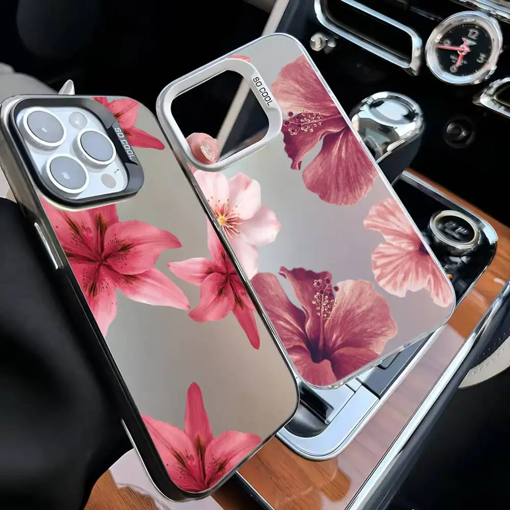 

Flower Lily Hibiscue Phone Case For iPhone 16,15,14,13,12,11,Mini,Pro,MAX Black Matte Shockproof Cover
