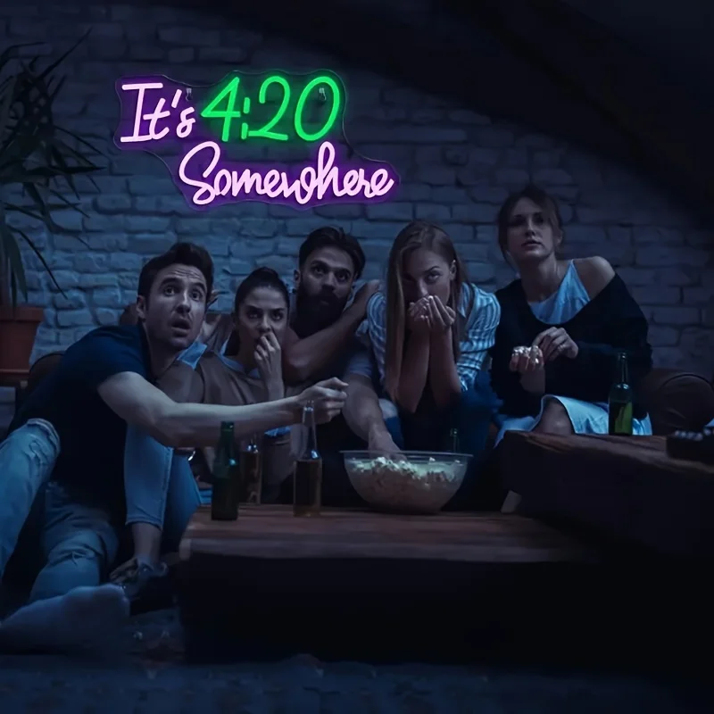 LED Neon Sign It's 4:20 Somewhere Neon Light Sign for Game Room Bedroom Bar Living Room Party Cafe USB Dimmable Wall Decor Gift