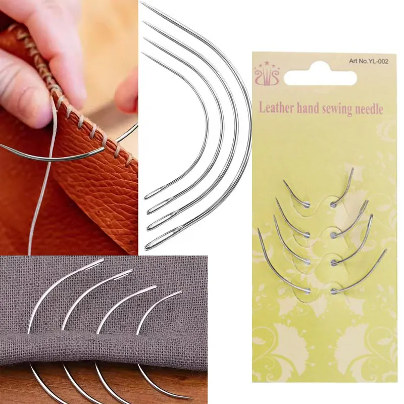 4Pcs Sewing Curved Needle Leather Craft Sewing Accessories C Type Stitching Sewing Leathercraft Needles for Shoe Repair Tools
