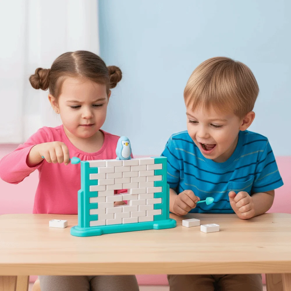 

Mini Fun Save Penguin Game Educational Thinking Training Ice Breaker Trap Push Wall Strategy Game Balance Blocks Family Party