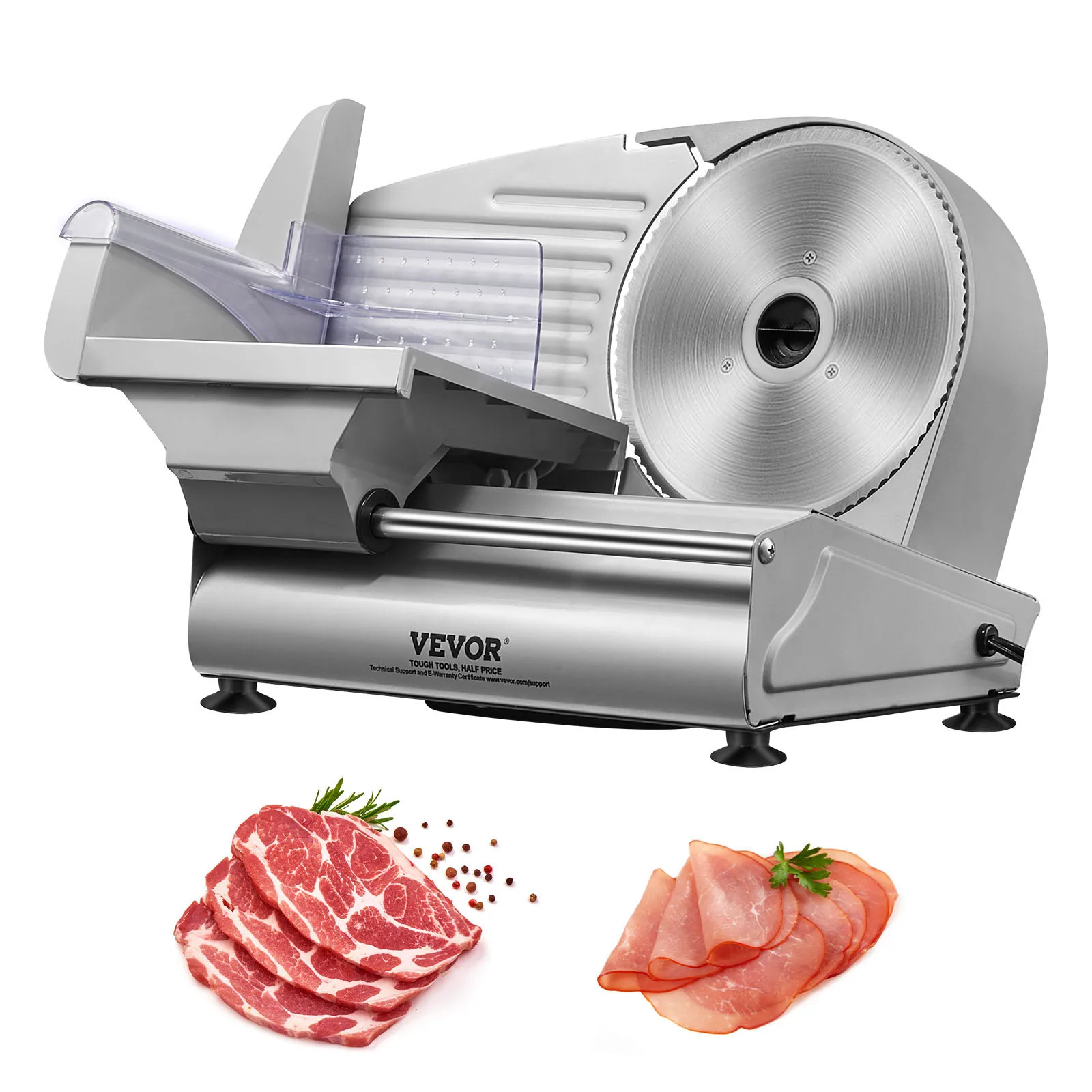 VEVOR Meat Slicer 180W Electric Deli Food Slicer SUS420 Stainless Steel Blade and Blade Guard Adjustable Thickness for Home Use