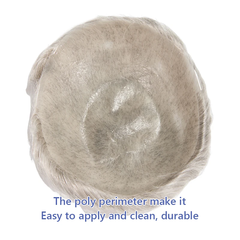 0.02-0.03 مللي متر رقيقة الجلد الذكور الباروكات لينة الرجال الشعر المستعار كامل بولي PU الهندي ريمي الشعر الطبيعي نظام استبدال الخامس حلقة الشعرية الاصطناعية