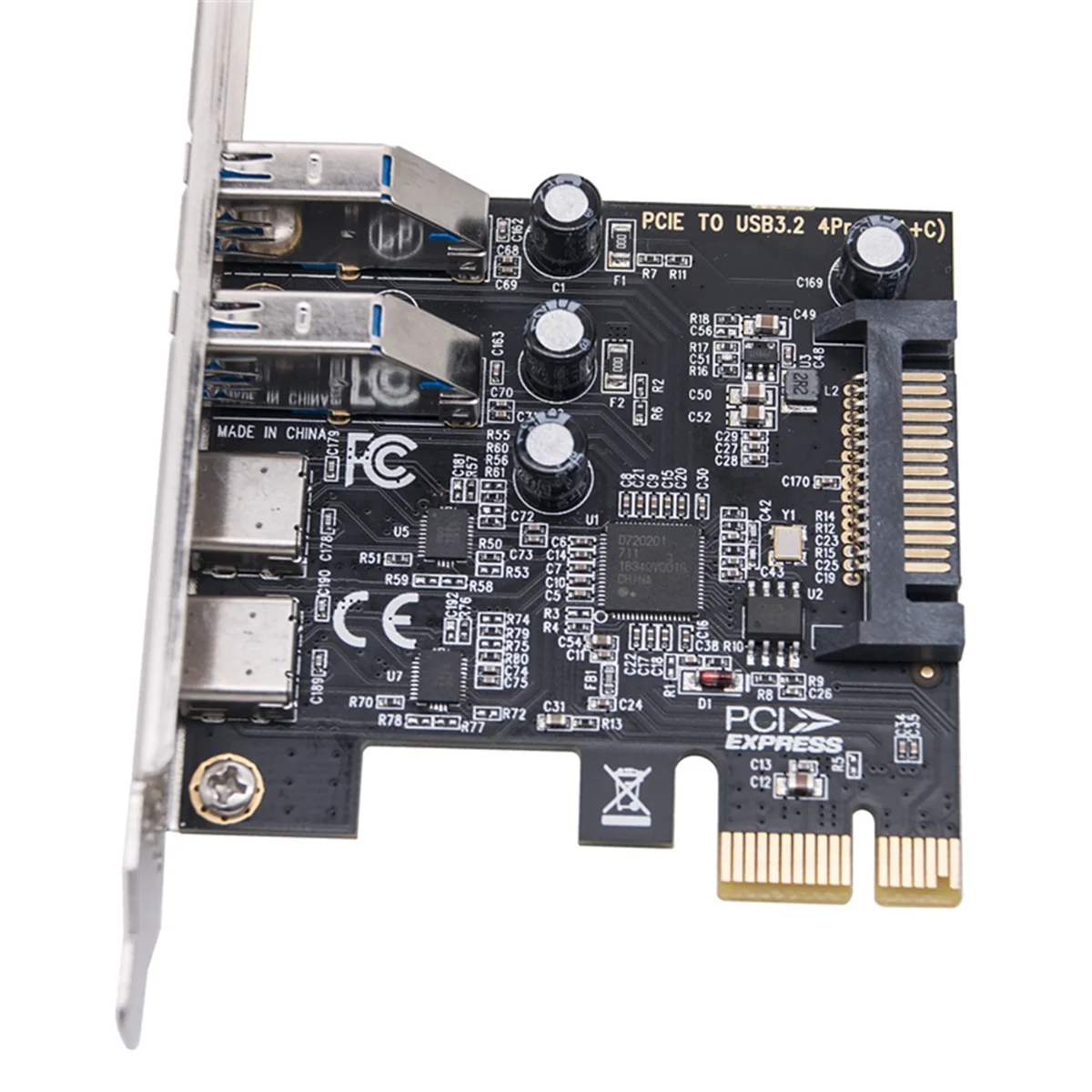 OUVU-Type C USB 3.2 Gen1 5Gbps PCIE 카드 어댑터 PCI Express 보드 2xUSB A 포트 + 2xType-C 포트/USB3.2 PCI-E 확장 카드