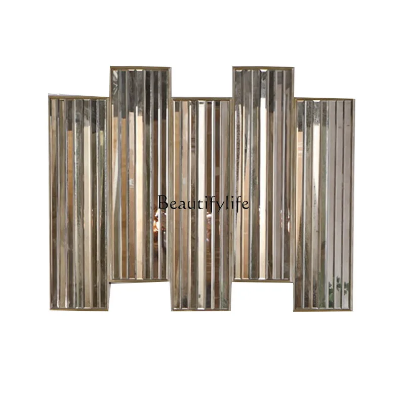 

Retro decorative mirror square combination sofa room wall simple background wall wall hanging
