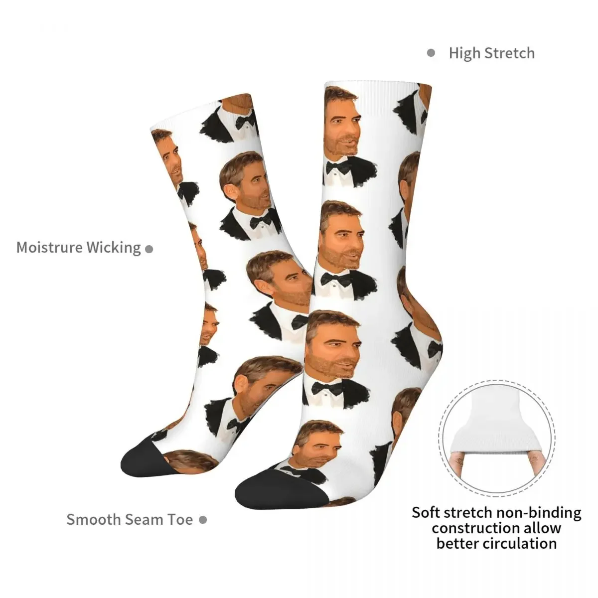 Calcetines con pintura Digital de George Clooney, medias Harajuku, calcetines largos para todas las estaciones, accesorios para regalos de Navidad para hombre y mujer