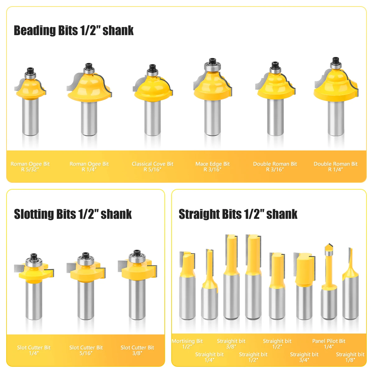 Imagem -04 - Flush Guarnição Router Bits Grupo Madeira Carboneto de Tungstênio Carpintaria Fresadora Conjuntos de Ferramentas Shank 35 Pcs Profissional