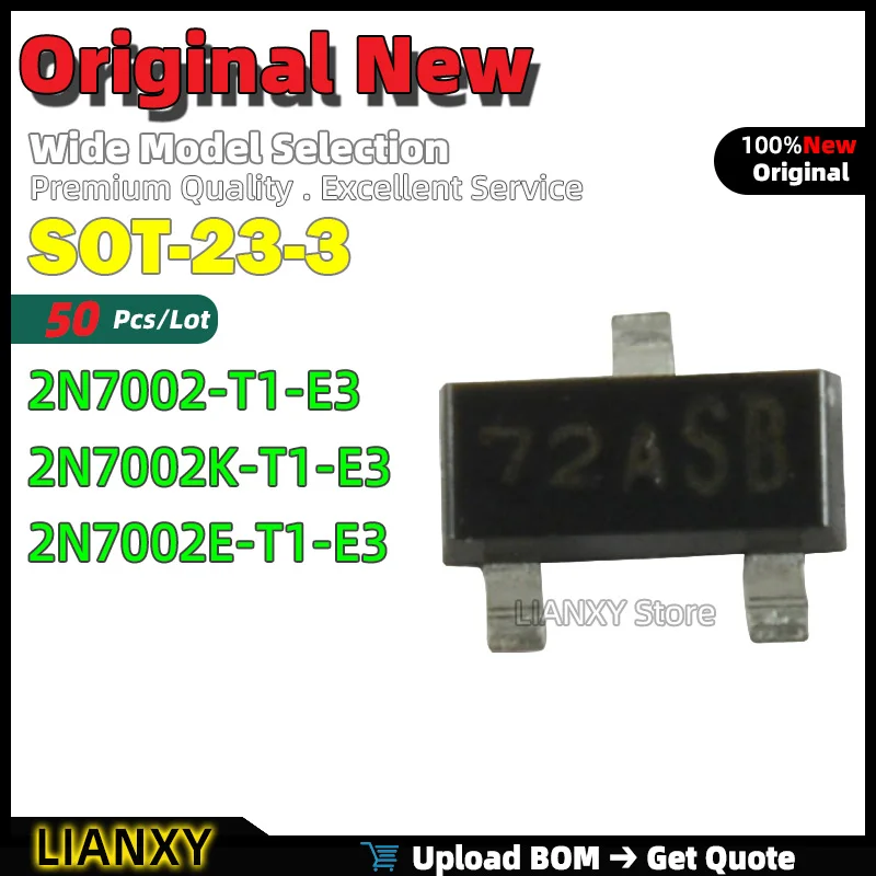 50Pcs SOT-23-3 2N70…