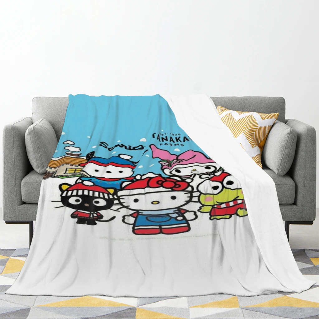 Cute Anime Sanrio Hello Kitty Kawaii Medium Blanket Fluffy Soft Bedroom Decor Sofa Blankets Comforter Home and Decoration