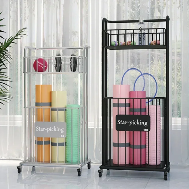 Large Capacity Multifunctional Storage Rack for Yoga Mat, Iron Frame, Belt Wheels Nordic Simple, Household, Multifunctional, Loc