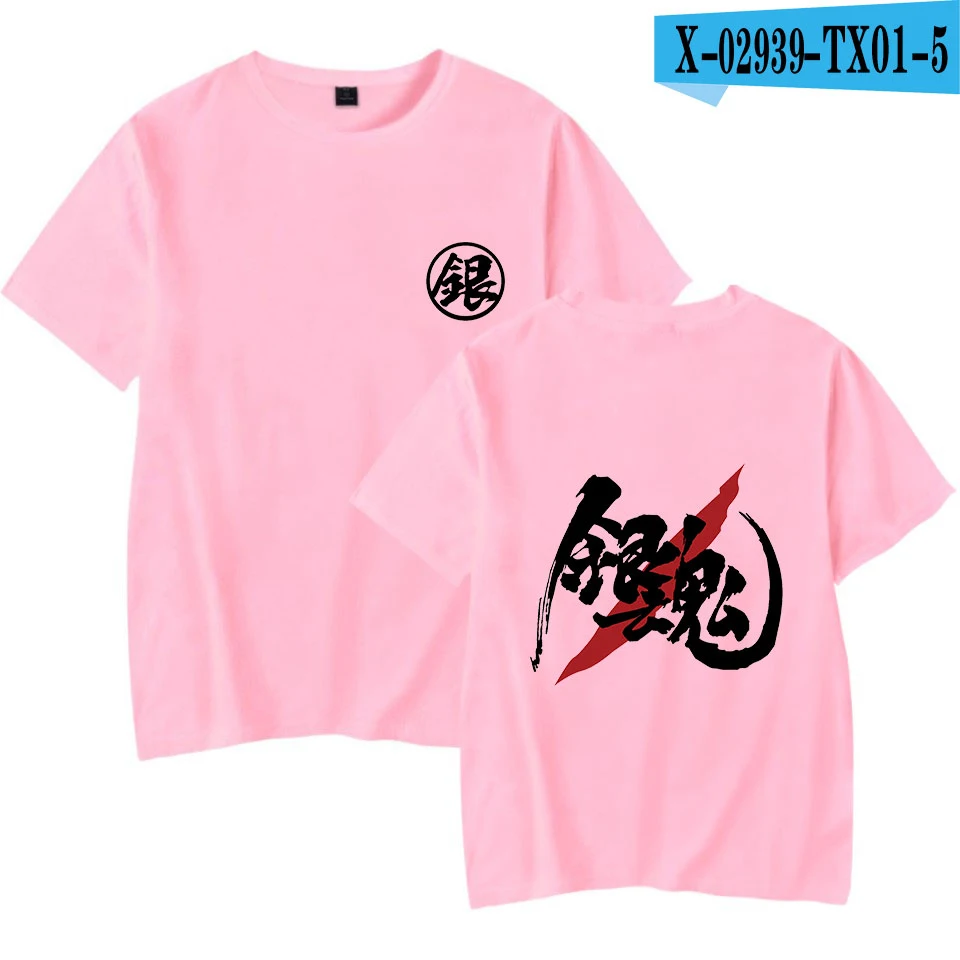 Camiseta con estampado Gintama, ropa de calle Popular de Anime japonés, manga corta, cuello redondo, talla grande, moda de verano