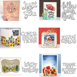 Sweet Wishes Thank You So Much Metal Cutting Dies Happy Birthday Sentiment Fraza Die Cut For DIY Scrapbooking Card Craft Making