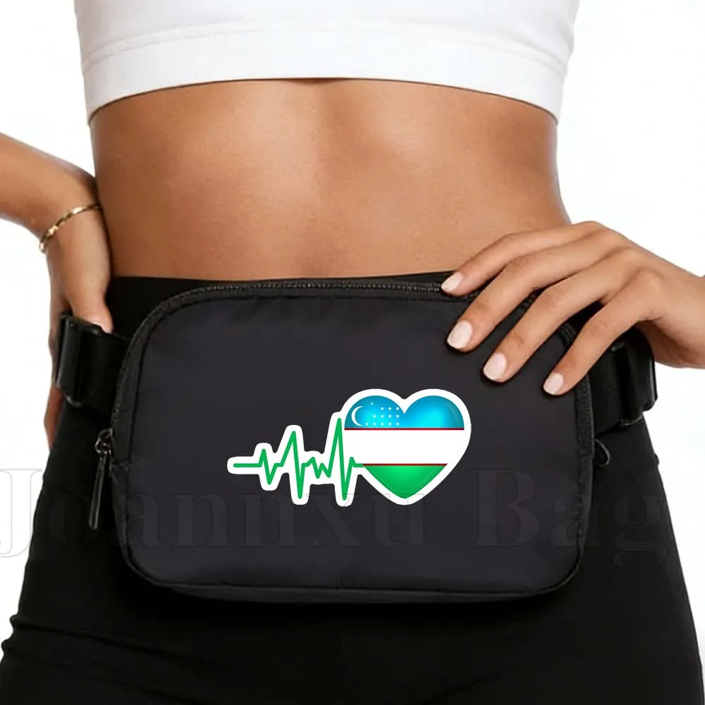 

Спортивная поясная сумка-бананка HEARTBEAT UZBEKISTAN FLAG для телефона, портативная сумка для фитнеса и бега, подарок для девушек и женщин, велосипедная сумка для мужчин и женщин