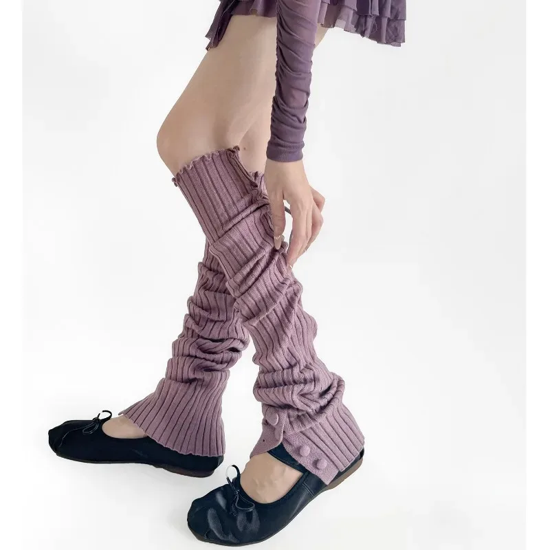 Runway Style Leg Warmers with Buttons & Lace-up Wide Ribbed Stackable Socks, Fall Winter Fashion Accessories​