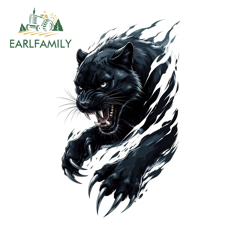 EARLFAMILY Fierce Black Panther Tear Autocollant pour voiture et camion, design graffiti cool, pour boîte à outils, ordinateur, refroidisseur, décoration JDM pratique