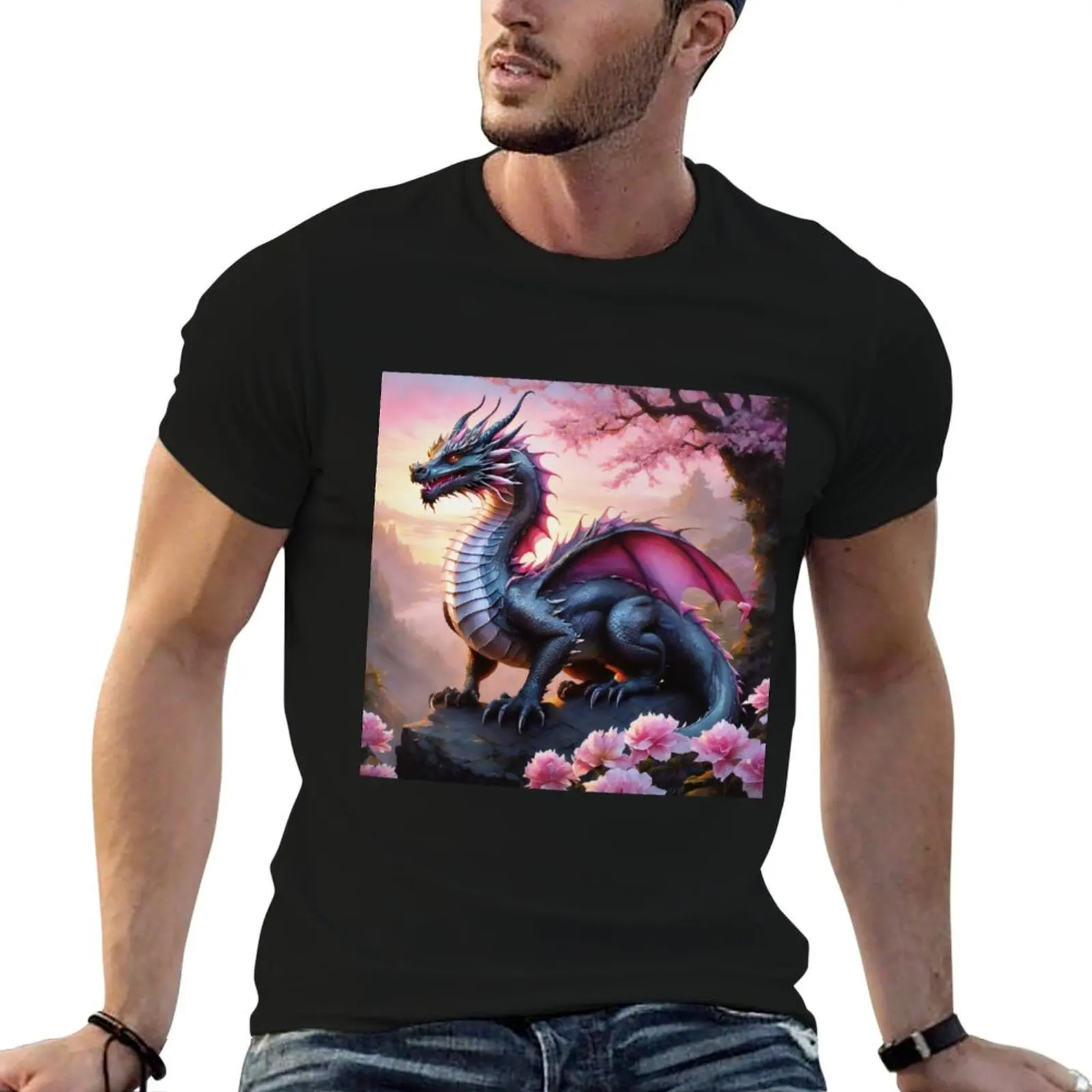 Le Dragon Gris de la Compassion, de la Sagesse et de la Paix. T-shirts en coton, t-shirts 100% coton, t-shirts de haute qualité