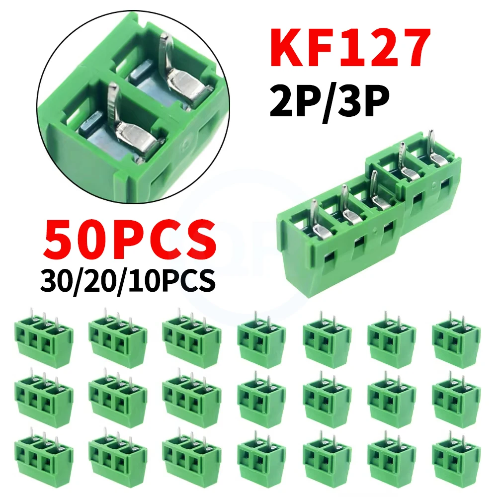 (10/50PCS) KF127 5mm 5.08mm KF127-2P KF127-3P Screw 5.0mm Terminal Block 2 Pin 3 Pin Pcb Terminal Block Connector