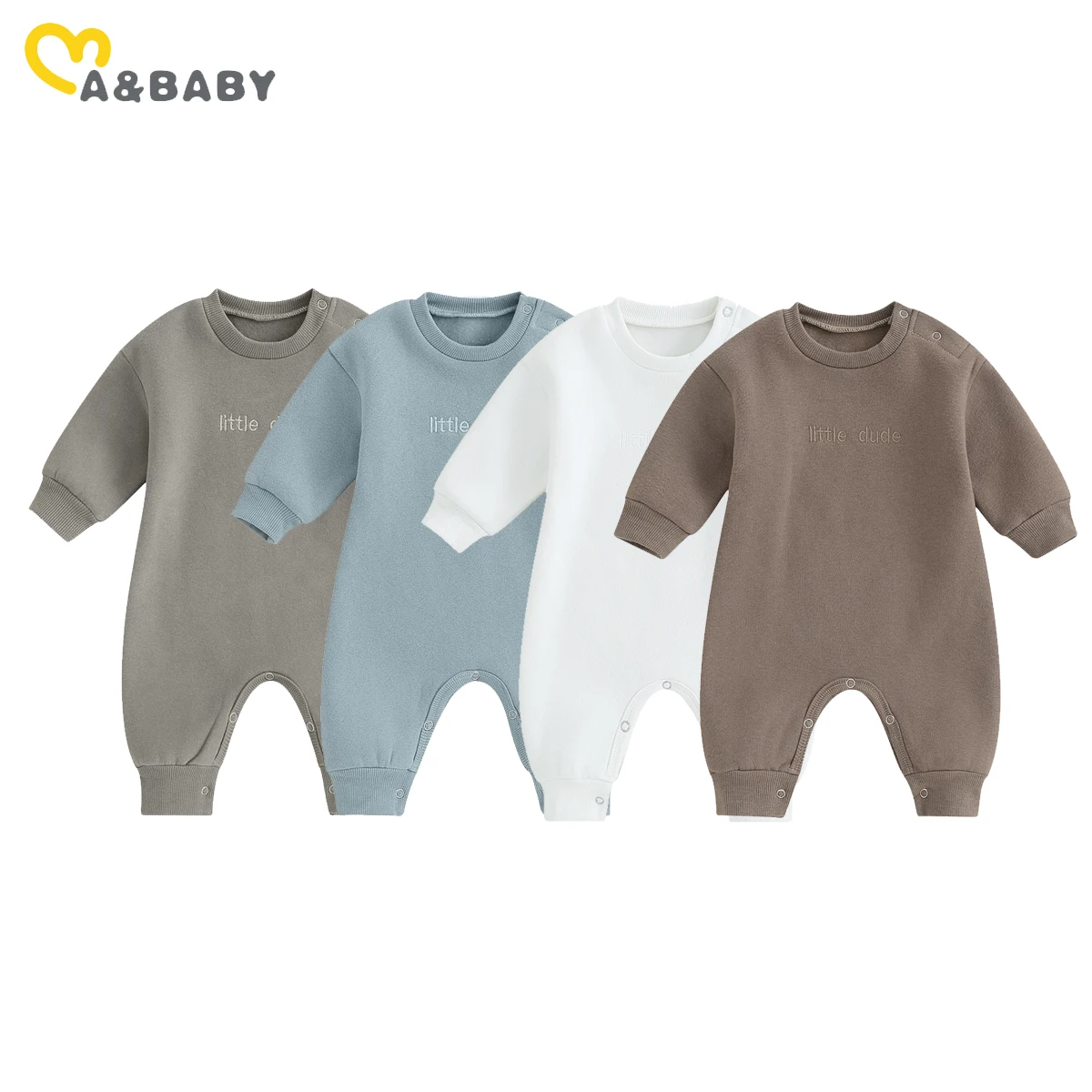 ma&baby 0-18M Newborn Infant Baby Boys Girl Jumpsuit Letter Embroidery Long Sleeve Romper Warm Fall Winter Clothing 828SALE 15-5