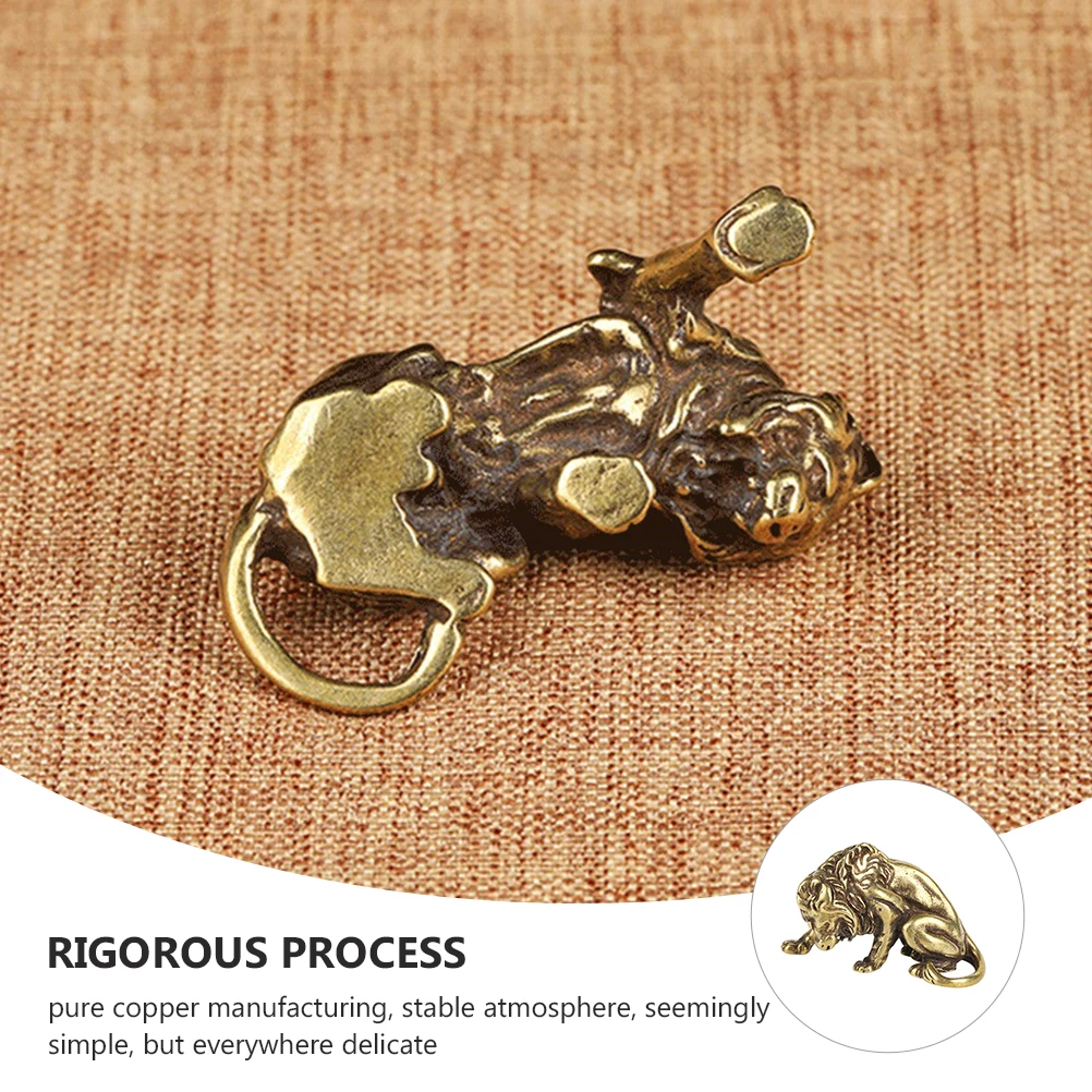 

Tea Pet Ornament Pure Copper Mini Lion Sculpture Desktop Decor For Home Office Chinese Style Art Figure Copper Household