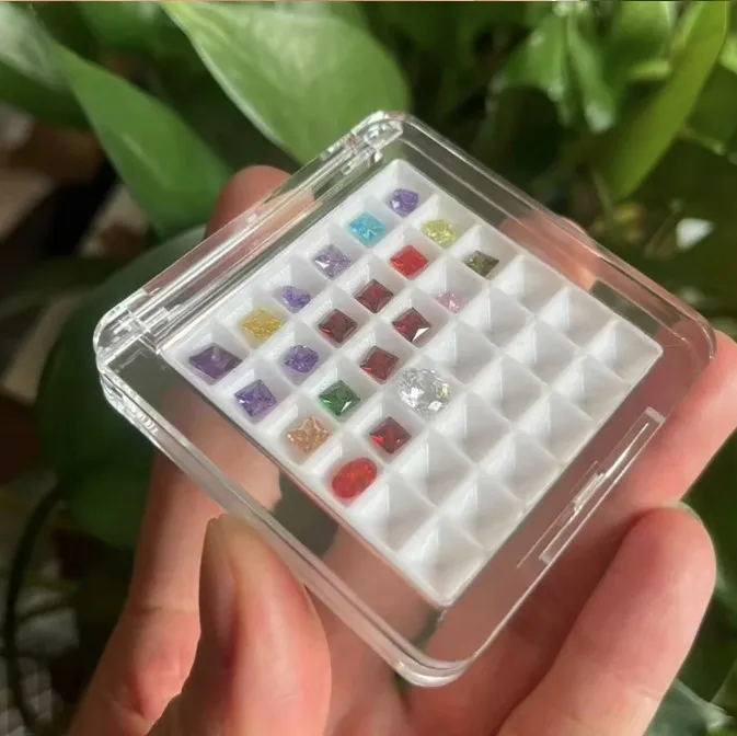 50Pcs Loose Diamond Storage Box Clear Gemstone Organizer Case Charm Holder Bead Container Piercing Jewelry Gem Stone Display Box