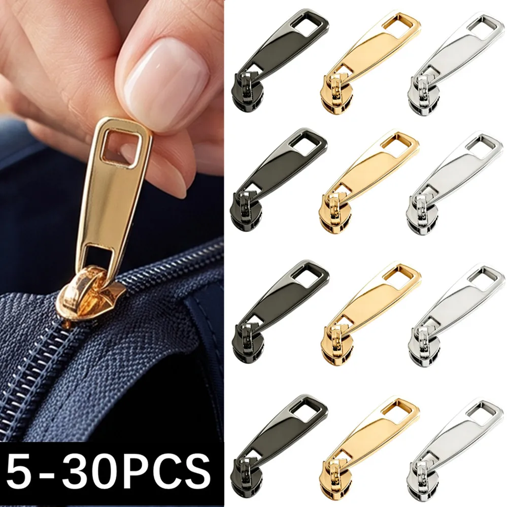 5-30Pcs 5# Nylon Zipper Puller Slider Zippers Repair Bag Clothes Pocket Zips Pull Head Zip Replacement Sewing Accessories