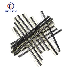5PCS 1*40Pin 2.54MM Pitch Single Row Female/Male SMD Straight Needle Round Hole Pin Header Copper Foot Gold-Plated