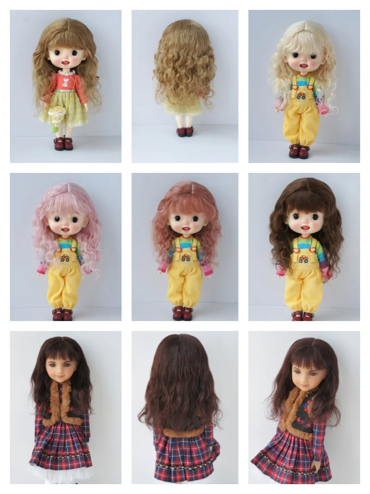 JD842 All Sizes Long Curly BJD Mohair Wigs Suit For Size 3-4inch to 10-11inch Doll Hair 1/12 1/8 1/9 1/4 1/3 Blythe Accessories