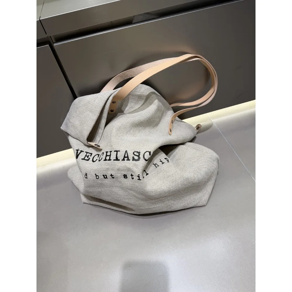 Hand-held Tote Bag Literary Canvas Handbag Large-capacity Shoulder Unique Fashionable Simple and Casual Versatile and Advanced