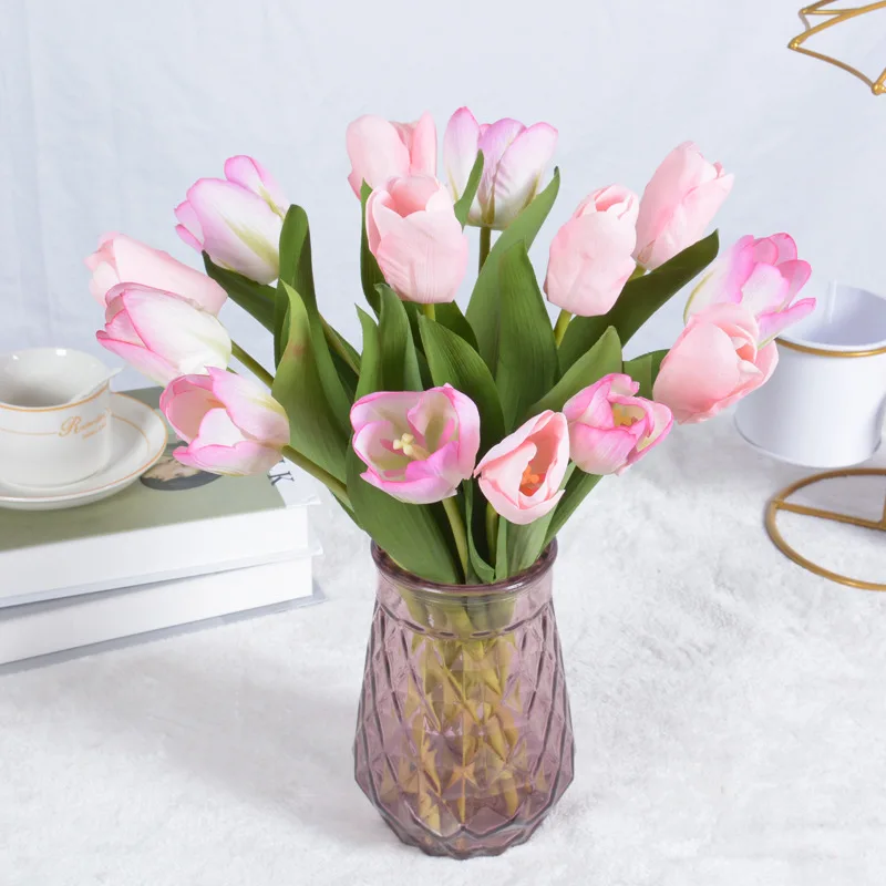 

2 шт., букет ветки тюльпана, искусственная цветочная композиция, сделай сам, свадебная вечеринка, украшение для дома, реквизит, имитация растений, цветы