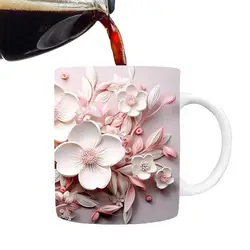 3D Flower Butterfly Ceramic Coffee Mug Butterflies Tea Cup Christmas Gift Birthday Supplies for Home Office Living Room