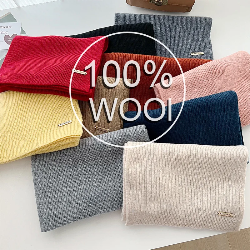 

Роскошный зимний шарф из 100% шерсти, женский вязаный однотонный кашемировый носовой платок, теплая женская шаль из пашмины, парео, мягкий подарок Bufanda