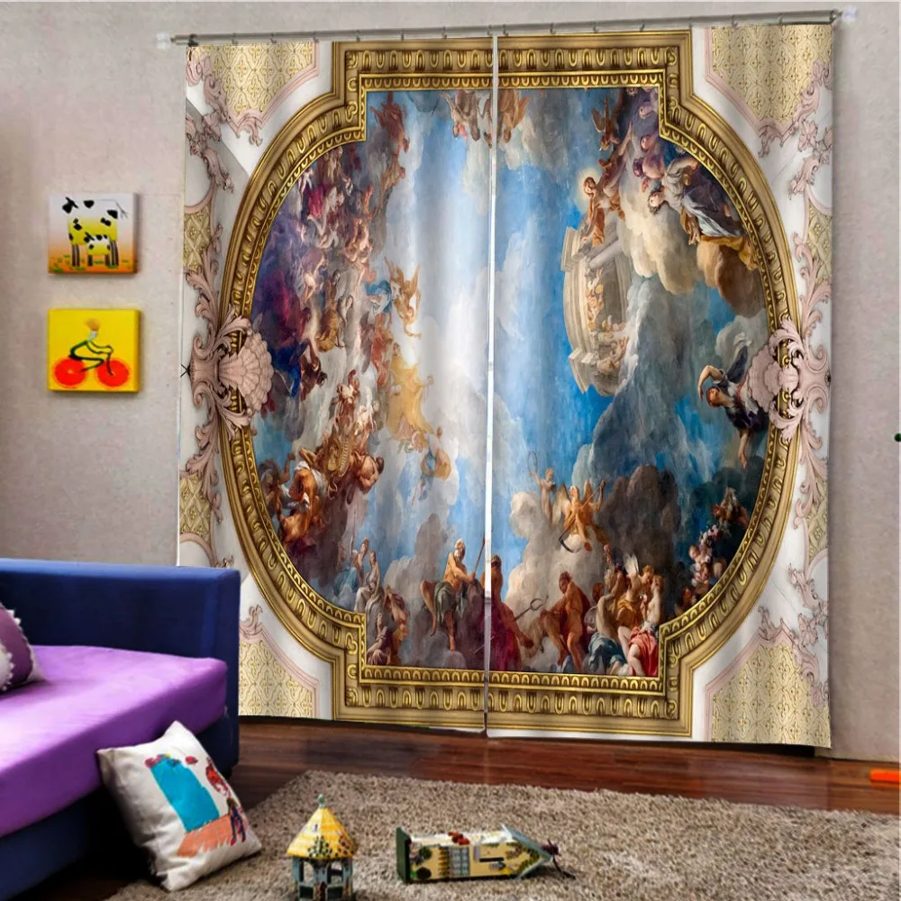 

European 3D Curtains angel design Curtains For Living Room Bedroom Decoration curtains