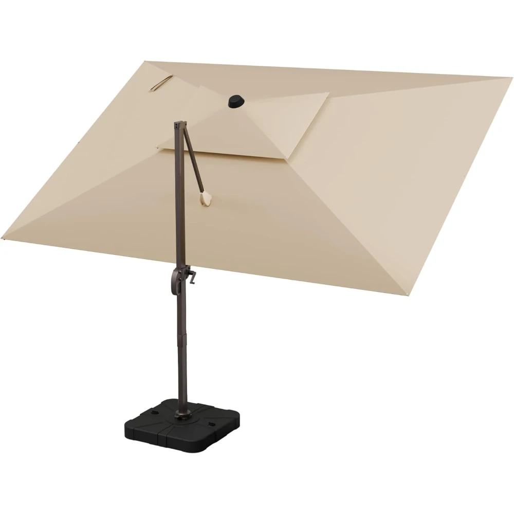 

9ft x 12ft Cantilever Patio Umbrella with Double Top &360° Rotation, Heavy Duty Offset Outdoor Shade for Garden Deck Pool, Beige