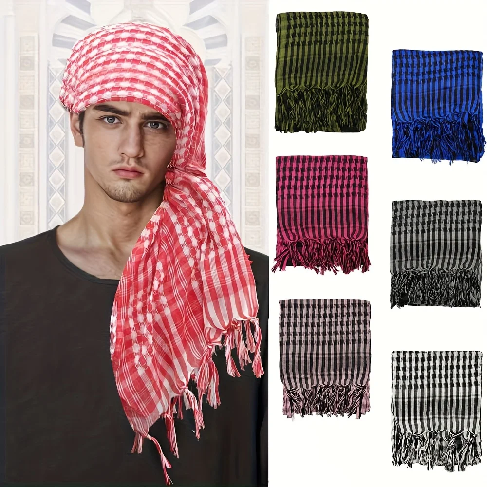 

RIMAIRE Polyester Camouflage Printed Muslim Hijabs With Tassels Breathable And Sunshade 95*95cm Size Scarf