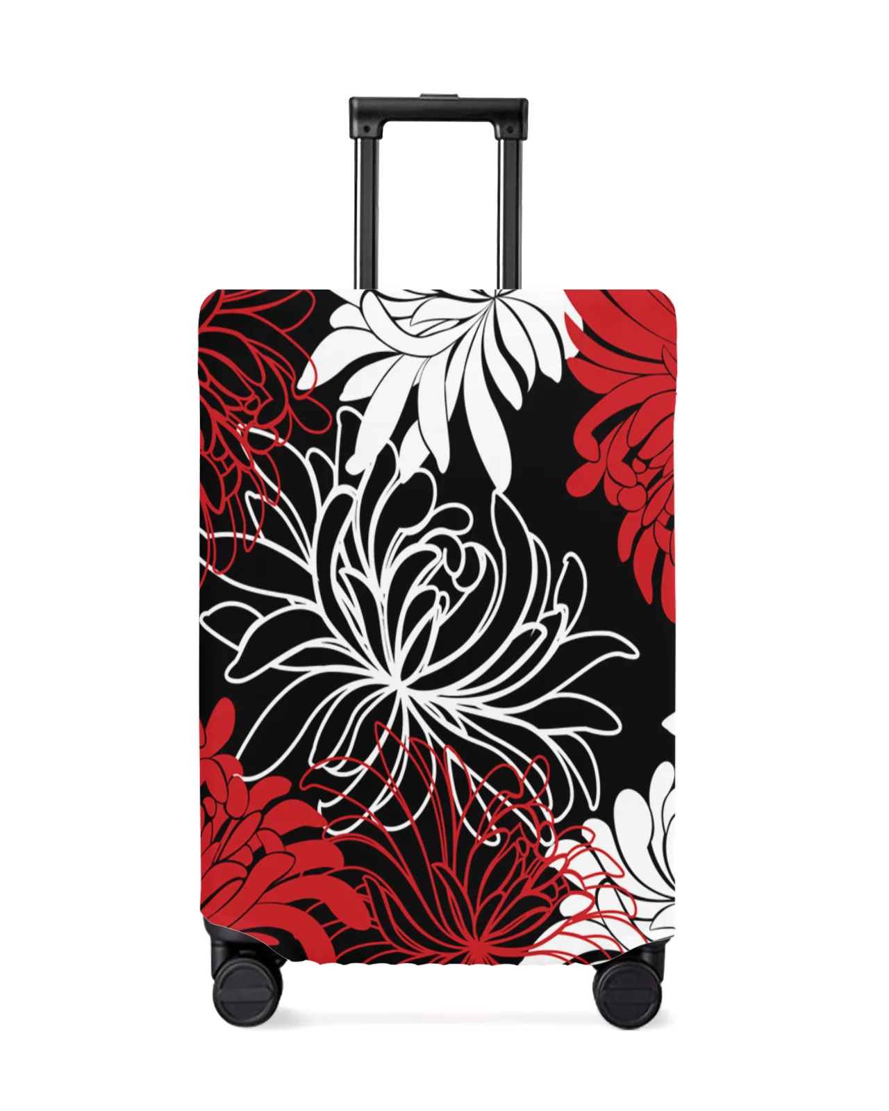 

Flower Red White Black Chrysanthemum Luggage Protective Cover Travel Accessories Suitcase Elastic Dust Case Protect Sleeve