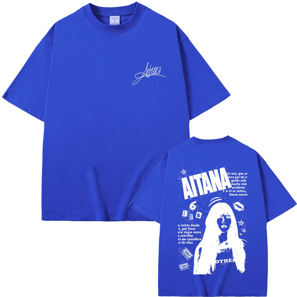 Singer Aitana Face Graphic T Shirt Fans Gift CUARTO AZUL World Tour 2026 Merch T-shirt Men Women Fashion Casual Cotton T-shirts