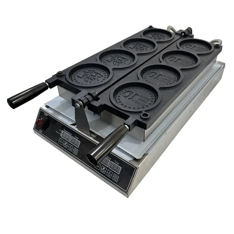 110V 220V Four Hole Gold Coin Waffle Cake Machine Waffle Customized Snack Machine Bread Tool Waffle Maker Machine