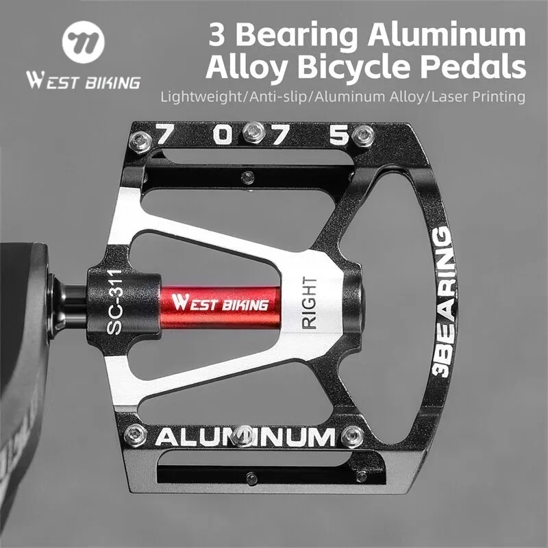 

WEST BIKING 3 Sealed Bearing Bicycle Pedals CNC Aluminum Alloy Anti-Slip Widened Platform MTB Road Bike Pedal Professional Parts