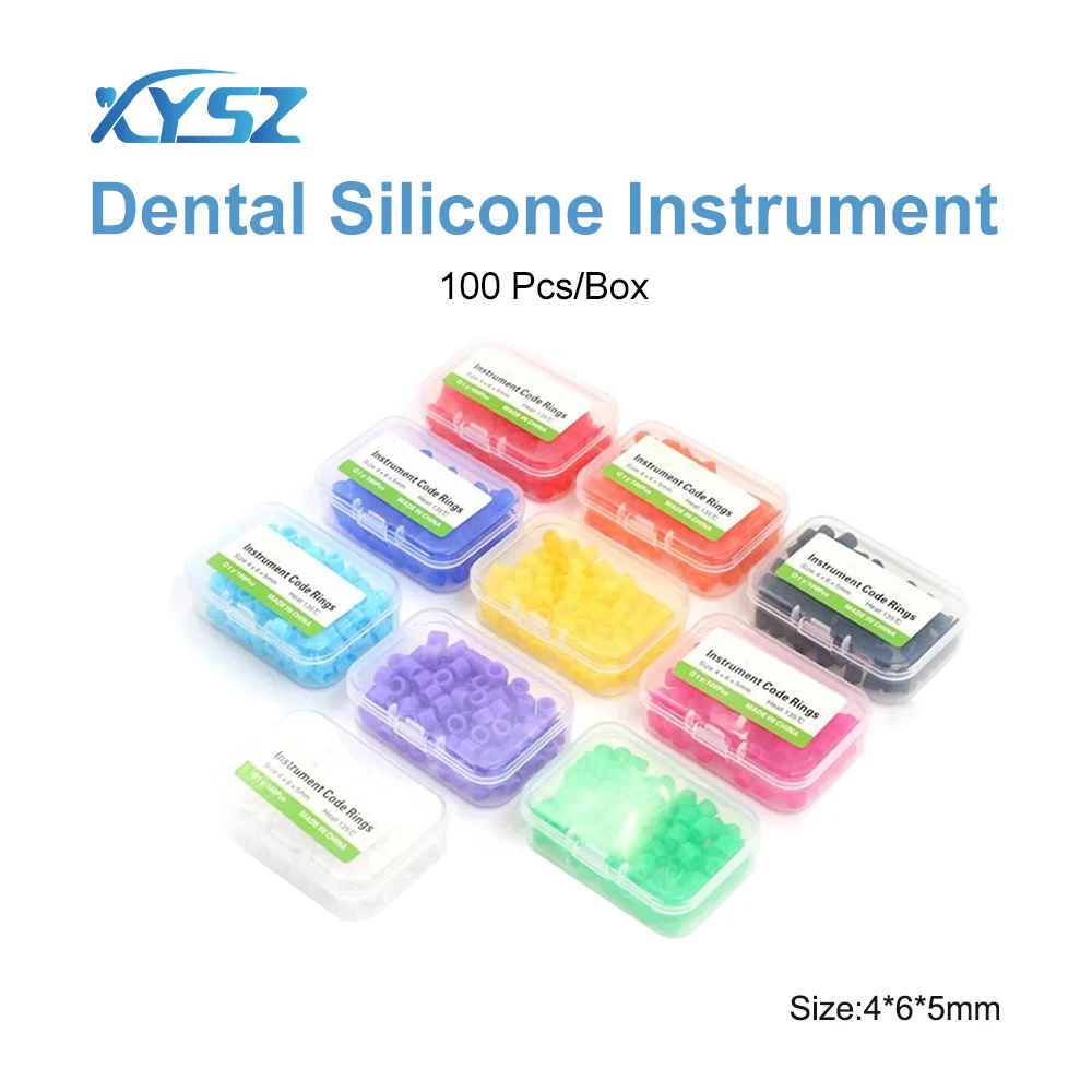 XYSZ 100 Pcs/Box Dental Silicone Instrument Color Code Rings Small Type Autoclavable Orthodontic Circle Multi-Color Silicone