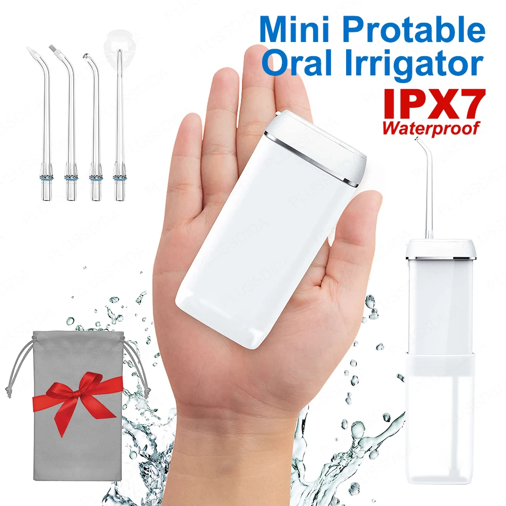 جهاز تنظيف الأسنان بالماء صغير لاسلكي محمول عن طريق الفم الري المياه الأسنان الأنظف اختيار خزان المياه تلسكوبي 3 وضع IPX7 مقاوم للماء السفر