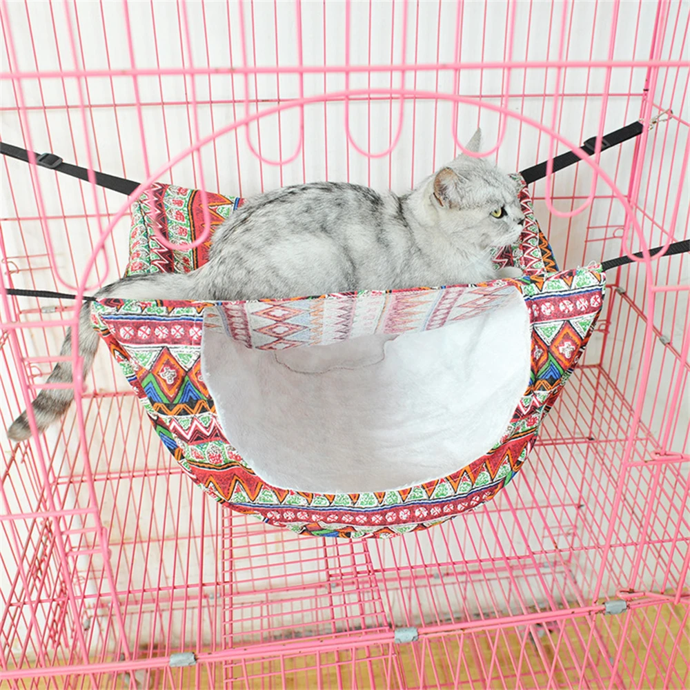 

Double-Layered Hanging Cats Bed Small Animals Sleeping Tent Canvas Cat Hammock Pet Swing Bed Hamster Squirrel Resting Sleepy Pad