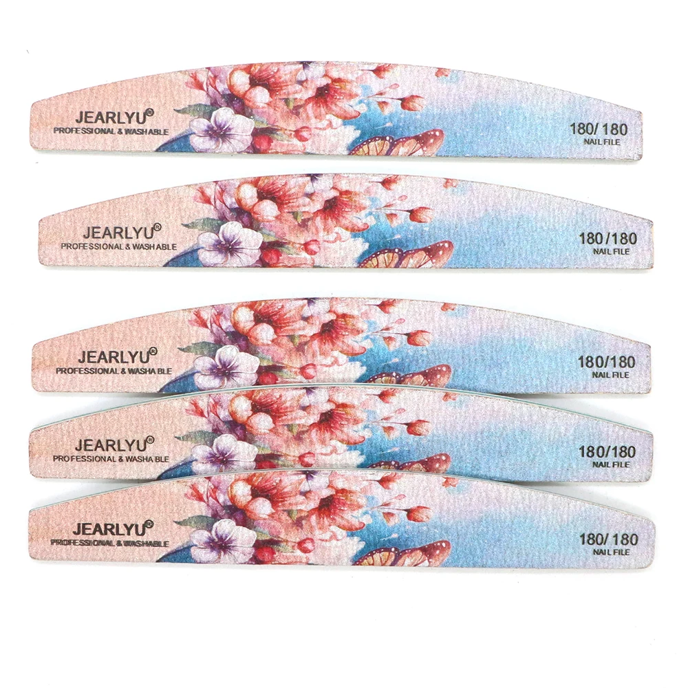 10개 네일 파일 및 버퍼 세트 180/180 그릿 보트 모양 광택 샌딩 파일 가정 및 살롱용 딥 파우더 네일 제거