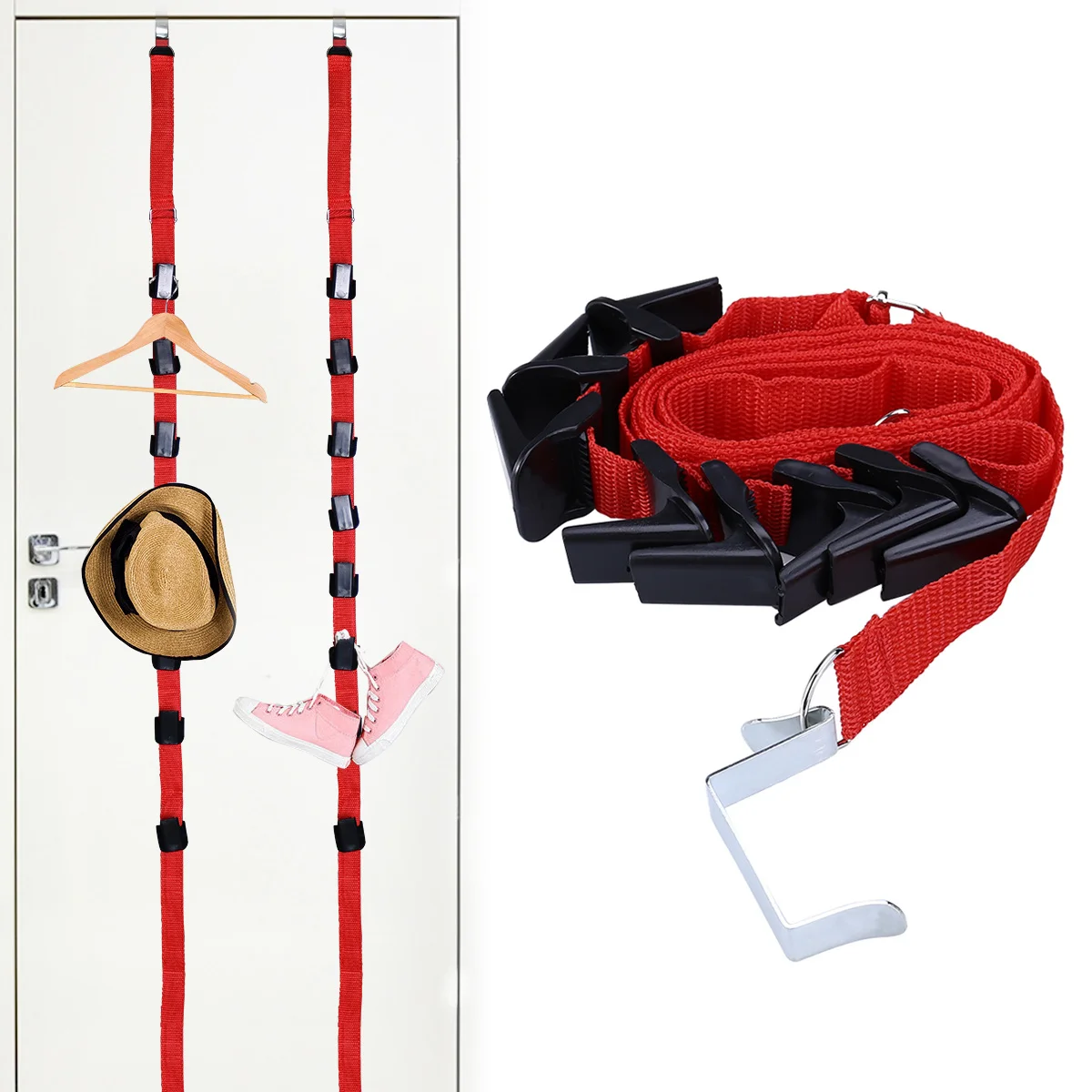 

Door Back Hook Hanger 2.5Cm Wide 210Cm Long Adjustable For Bags Hats Coats Towels Over The Door Organizer Rack Storage Holder